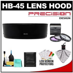Precision Design HB-45 Lens Hood for Nikon 18-55mm VR DX AF-S with 3 (UV/FLD/CPL) Filter Set + Accessory Kit - Digital Cameras and Accessories - Hip Lens.com