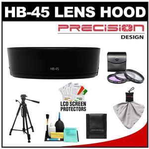 Precision Design HB-45 Lens Hood for Nikon 18-55mm VR DX AF-S with 3 (UV/FLD/CPL) Filter Set + Tripod + Accessory Kit - Digital Cameras and Accessories - Hip Lens.com
