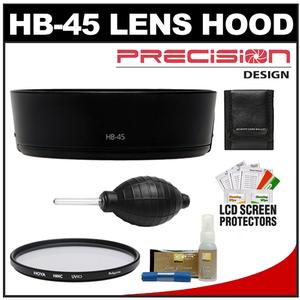 Precision Design HB-45 Lens Hood for Nikon 18-55mm VR DX AF-S with Hoya 52mm UV HMC Filter + Accessory Kit - Digital Cameras and Accessories - Hip Lens.com
