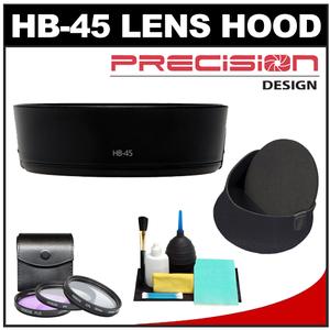 Precision Design HB-45 Lens Hood for Nikon 18-55mm VR DX AF-S with 3 (UV/FLD/CPL) Filter Set + Lenscoat Cap + Accessory Kit - Digital Cameras and Accessories - Hip Lens.com