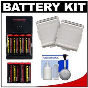 Precision Design (4) 2900 AA Batteries & Rapid Charger with 4 AA Batteries + Cleaning Kit + Battery Cases Kit - Digital Cameras and Accessories - Hip Lens.com