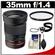 Rokinon 35mm f/1.4 Aspherical Wide Angle Manual Focus Lens (for Canon EOS Cameras) with Filter + Capkeeper + Cleaning Kit