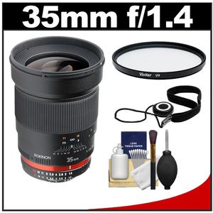 Rokinon 35mm f/1.4 Aspherical Automatic Wide Angle Manual Focus Lens (for Nikon Cameras) with Filter + Capkeeper + Cleaning Kit - Digital Cameras and Accessories - Hip Lens.com