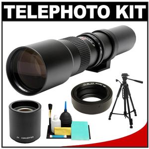 Rokinon 500mm f/8 Telephoto Lens & 2x Teleconverter with Tripod + Cleaning Kit for Olympus Pen & Panasonic Micro 4/3 Digital SLR Cameras - Digital Cameras and Accessories - Hip Lens.com