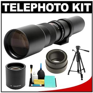Rokinon 500mm f/8 Telephoto Lens & 2x Teleconverter with Tripod + Cleaning Kit for Sony Alpha NEX Digital Cameras - Digital Cameras and Accessories - Hip Lens.com