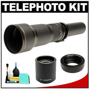 Rokinon 650-1300mm f/8-16 Telephoto Lens (Black) & 2x Teleconverter with Cleaning Kit for Olympus Pen & Panasonic Micro 4/3 Digital SLR Cameras - Digital Cameras and Accessories - Hip Lens.com