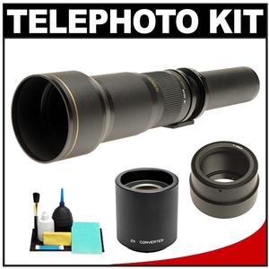 Rokinon 650-1300mm f/8-16 Telephoto Lens (Black) & 2x Teleconverter with Cleaning Kit for Sony Alpha NEX Digital Cameras - Digital Cameras and Accessories - Hip Lens.com