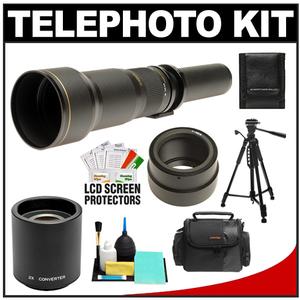 Rokinon 650-1300mm f/8-16 Telephoto Lens (Black) & 2x Teleconverter with Case + Tripod + Accessory Kit for Sony Alpha NEX Digital Cameras - Digital Cameras and Accessories - Hip Lens.com