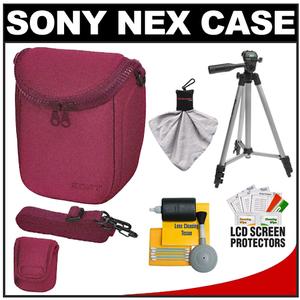 Sony LCS-BBF Soft Digital Camera Case for NEX Digital Cameras (Pink) with Tripod + Accessory Kit - Digital Cameras and Accessories - Hip Lens.com