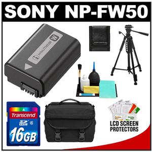Sony NP-FW50 InfoLithium Rechargeable Battery Pack with 16GB Card + Tripod + Case + Accessory Kit - Digital Cameras and Accessories - Hip Lens.com