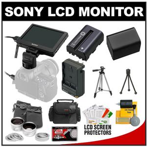 Sony CLM-V55 Portable 5" HD LCD Monitor & Hood with Battery & Charger + Spare NP-FV70 Battery + Case + Lens Set + Tripod + Cleaning Kit - Digital Cameras and Accessories - Hip Lens.com