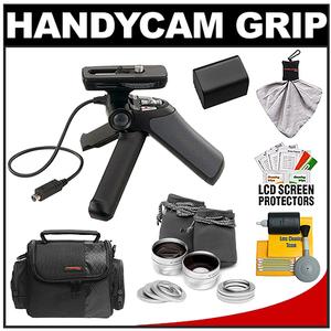 Sony Handycam GP-AVT1 Shooting Grip with Mini Tripod with Wide & Telephoto Lens + NP-FV70 Battery + Case + Accessory Kit - Digital Cameras and Accessories - Hip Lens.com