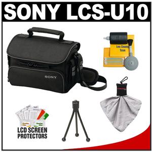 Sony LCS-U10 Small Carrying Case for Handycam  Cyber-Shot  NEX Digital Camera (Black) with Cleaning Accessory Kit - Digital Cameras and Accessories - Hip Lens.com