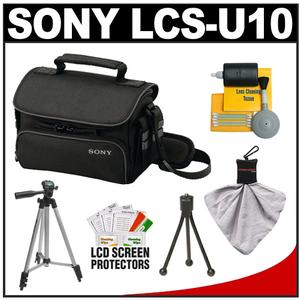Sony LCS-U10 Small Carrying Case for Handycam  Cyber-Shot  NEX Digital Camera (Black) with Tripod + Accessory Kit - Digital Cameras and Accessories - Hip Lens.com