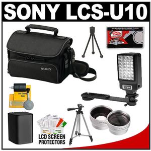 Sony LCS-U10 Small Carrying Case for Handycam  Cyber-Shot  NEX Digital Camera (Black) with Wide & Telephoto Lens + LED Light + Battery + Case + Tripod + Accesso - Digital Cameras and Accessories - Hip Lens.com