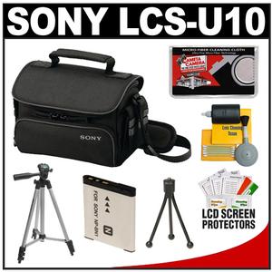 Sony LCS-U10 Small Carrying Case for Handycam  Cyber-Shot  NEX Digital Camera (Black) with Battery + Tripod + Accessory Kit - Digital Cameras and Accessories - Hip Lens.com