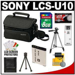 Sony LCS-U10 Small Carrying Case for Handycam  Cyber-Shot  NEX Digital Camera (Black) with 8GB Card + Battery + Tripod + Accessory Kit - Digital Cameras and Accessories - Hip Lens.com