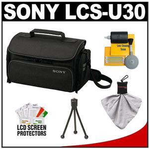 Sony LCS-U30 Large Carrying Case for Handycam  Cyber-Shot  NEX Digital Camera (Black) with Cleaning Accessory Kit - Digital Cameras and Accessories - Hip Lens.com