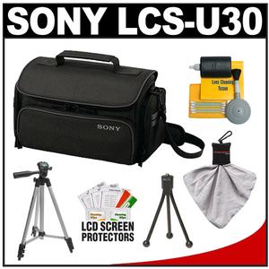 Sony LCS-U30 Large Carrying Case for Handycam  Cyber-Shot  NEX Digital Camera (Black) with Tripod + Accessory Kit - Digital Cameras and Accessories - Hip Lens.com