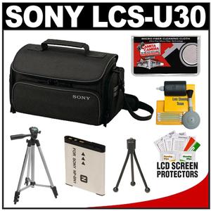 Sony LCS-U30 Large Carrying Case for Handycam  Cyber-Shot  NEX Digital Camera (Black) with Battery + Tripod + Accessory Kit - Digital Cameras and Accessories - Hip Lens.com