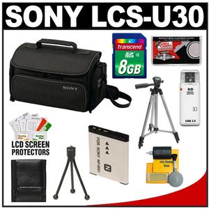Sony LCS-U30 Large Carrying Case for Handycam  Cyber-Shot  NEX Digital Camera (Black) with 8GB Card + Battery + Tripod + Accessory Kit - Digital Cameras and Accessories - Hip Lens.com