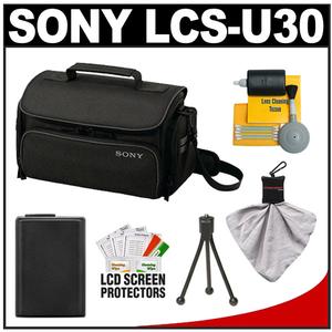 Sony LCS-U30 Large Carrying Case for Handycam  Cyber-Shot  NEX Digital Camera (Black) with Battery + Accessory Kit - Digital Cameras and Accessories - Hip Lens.com