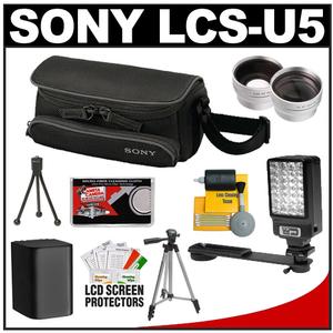 Sony LCS-U5 Carrying Case for Handycam Camcorders (Black) with Wide & Telephoto Lens + LED Light + Battery + Case + Tripod + Accessory Kit - Digital Cameras and Accessories - Hip Lens.com