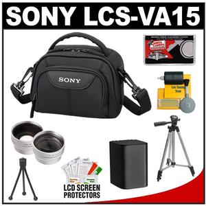 Sony LCS-VA15 Carrying Case for Handycam Camcorders (Black) with Wide & Telephoto Lens + Battery + Tripod + Accessory Kit - Digital Cameras and Accessories - Hip Lens.com