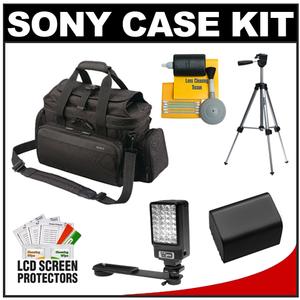 Sony Handycam LCS-VCD Soft Camcorder Case (Black) with NP-FV70 Battery + Tripod + LED Video Light + Accessory Kit - Digital Cameras and Accessories - Hip Lens.com