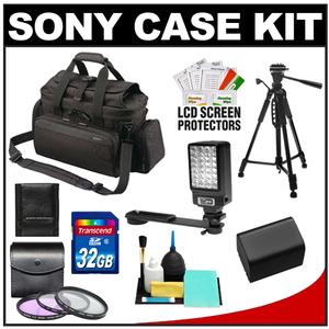 Sony Handycam LCS-VCD Soft Camcorder Case (Black) with 32GB Card + Battery + Tripod + LED Video Light + 3 Filter Set + Accessory Kit - Digital Cameras and Accessories - Hip Lens.com