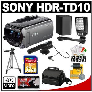 Sony Handycam HDR-TD10 3D 1080p HD 64GB Digital Video Camera Camcorder with Sony Case + 32GB Card + Microphone + Video Light + Battery + Tripod + Accessory Kit - Digital Cameras and Accessories - Hip Lens.com