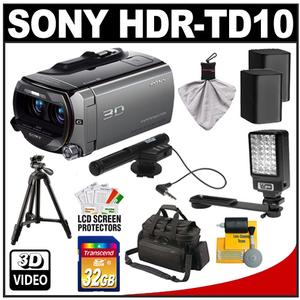 Sony Handycam HDR-TD10 3D 1080p HD 64GB Digital Video Camera Camcorder with Sony Case & Tripod + 32GB Card + LED Light + Microphone + (2) Battery + Accessory Ki - Digital Cameras and Accessories - Hip Lens.com