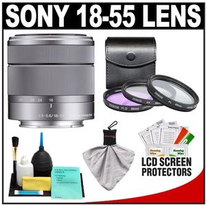 Sony Alpha NEX E-Mount E 18-55mm f/3.5-5.6 OSS Zoom Lens with 3 UV/FLD/PL Filters + Cleaning Kit - Digital Cameras and Accessories - Hip Lens.com