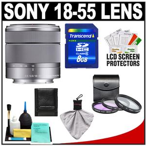Sony Alpha NEX E-Mount E 18-55mm f/3.5-5.6 OSS Zoom Lens with 8GB Card + 3 UV/FLD/PL Filters + Accessory Kit - Digital Cameras and Accessories - Hip Lens.com