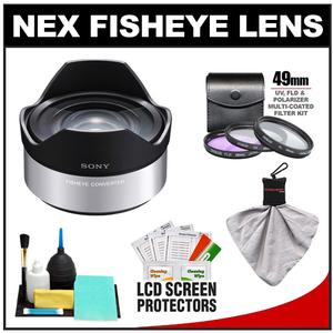 Sony VCL-ECF1 .62x Fisheye Converter Lens for Alpha NEX E-Mount 16mm f/2.8 Lens with 3 UV/FLD/PL Filters + Cleaning Kit - Digital Cameras and Accessories - Hip Lens.com