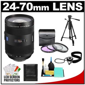 Sony Alpha 24-70mm f/2.8 ZA SSM Zoom Lens with 3 (UV/FLD/CPL) Filter Set + Tripod + Cleaning Accessory Kit - Digital Cameras and Accessories - Hip Lens.com