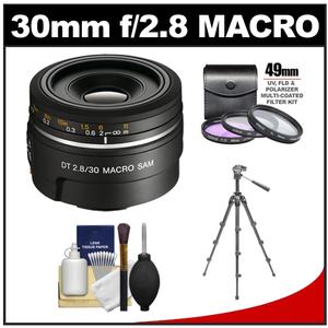 Sony Alpha DT 30mm f/2.8 Macro SAM Lens with 3 UV/FLD/CPL Filter Set + Tripod + Cleaning Kit - Digital Cameras and Accessories - Hip Lens.com