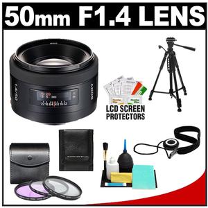 Sony Alpha 50mm f/1.4 Lens with 3 (UV/FLD/CPL) Filter Set + Tripod + Cleaning Accessory Kit - Digital Cameras and Accessories - Hip Lens.com