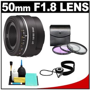 Sony Alpha 50mm f/1.8 DT SAM Lens with 3 (UV/FLD/CPL) Filter Set + Cleaning Kit - Digital Cameras and Accessories - Hip Lens.com