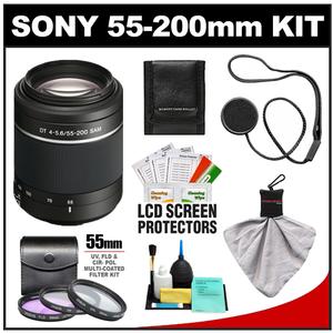 Sony Alpha DT 55-200mm f/4-5.6 SAM Zoom Lens with 3 UV/FLD/CPL Filter Set + Cleaning & Accessory Kit - Digital Cameras and Accessories - Hip Lens.com
