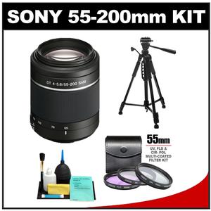 Sony Alpha DT 55-200mm f/4-5.6 SAM Zoom Lens with Tripod + 3 UV/FLD/CPL Filter Set + Cleaning Kit - Digital Cameras and Accessories - Hip Lens.com