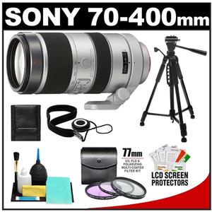 Sony Alpha 70-400mm f/4.0-5.6 G SSM Zoom Lens with 3 (UV/FLD/CPL) Filter Set + Tripod + Cleaning Accessory Kit - Digital Cameras and Accessories - Hip Lens.com