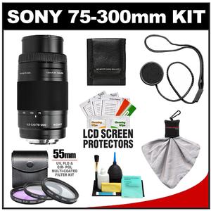Sony Alpha 75-300mm f/4.5-5.6 Zoom Lens with 3 UV/CPL/FLD Filter Set + Cleaning & Accessory Kit - Digital Cameras and Accessories - Hip Lens.com