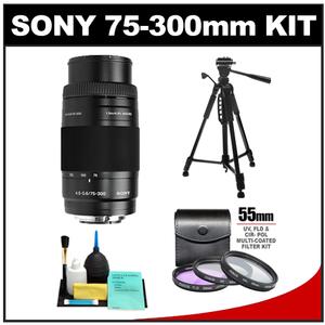 Sony Alpha 75-300mm f/4.5-5.6 Zoom Lens with Tripod + 3 UV/CPL/FLD Filter Set + Cleaning Kit - Digital Cameras and Accessories - Hip Lens.com