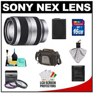 Sony Alpha NEX E-Mount E 18-200mm f/3.5-6.3 OSS Zoom Lens with 16GB Card + NP-FW50 Battery + Case + 3 UV/FLD/CPL Filters + Accessory Kit - Digital Cameras and Accessories - Hip Lens.com