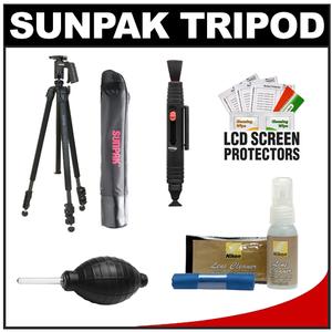 Sunpak Pro 423PX Carbon Fiber 3 Section Tripod with Compact Pistol Grip Ball Head & Case with Nikon Cleaning & Accessory Kit - Digital Cameras and Accessories - Hip Lens.com