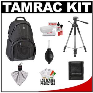 Tamrac 3385 Aero Speed Pack 85 Digital SLR Camera / Laptop Backpack (Black) with Deluxe Photo/Video Tripod + Canon Cleaning Kit - Digital Cameras and Accessories - Hip Lens.com