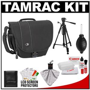 Tamrac 3442 Rally 2 Digital SLR Camera Case (Black) with Deluxe Photo/Video Tripod + Canon Cleaning Kit - Digital Cameras and Accessories - Hip Lens.com