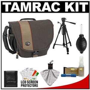 Tamrac 3442 Rally 2 Digital SLR Camera Case (Brown/Tan) with Deluxe Photo/Video Tripod + Nikon Cleaning Kit - Digital Cameras and Accessories - Hip Lens.com