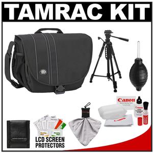 Tamrac 3445 Rally 5 Camera/Netbook/iPad Bag (Black) with Deluxe Photo/Video Tripod + Canon Cleaning Kit - Digital Cameras and Accessories - Hip Lens.com